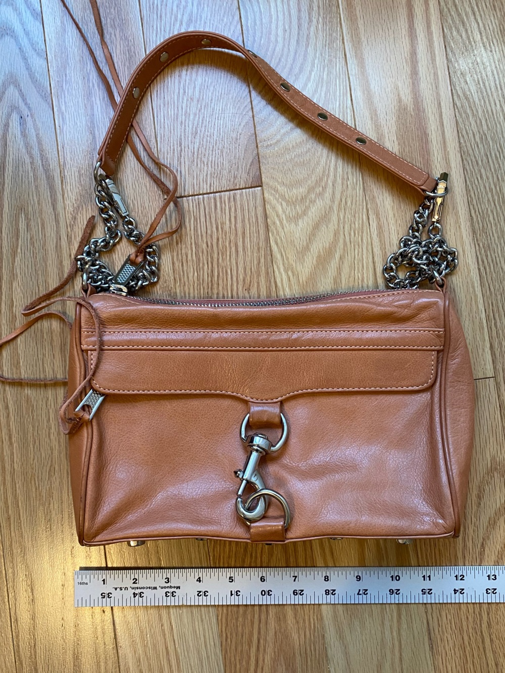 Rebecca Minkoff Tan Leather Shoulder Bag with Chain Strap - Picture 9 of 12